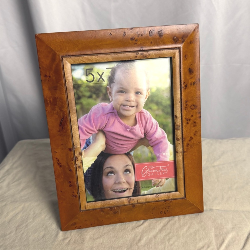 New Green Tree Gallery Burlwood 5x7 Picture Frame Glossy Amber Old Money Gift
